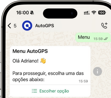Tela do WhatsApp mostrando menu